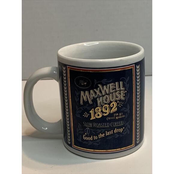 TIN BOX CO MAXWELL HOUSE 1892 Slow Roasted Coffee WHITE MUG - Picture 2 of 7